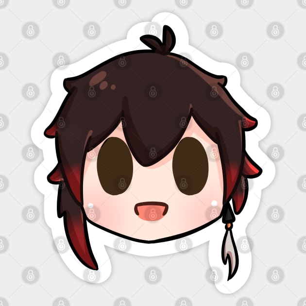 Genshin impact Zhongli chibi head Sticker by Oricca